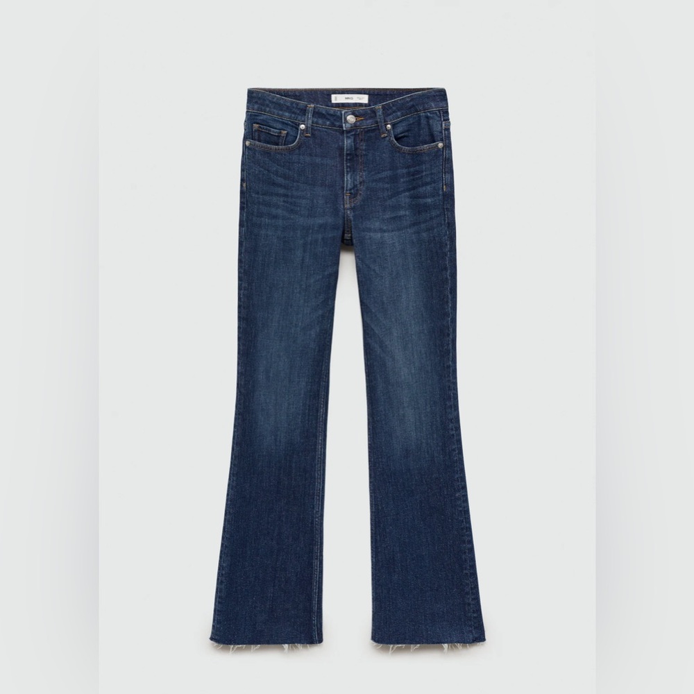 Mango Fiona Flared Mid Rise Jeans in Dark Wash